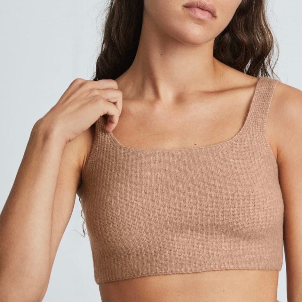 Everlane Wool Crop Tank Camel Womens SM Quiet Luxury Soft Girl Layering Neutral
